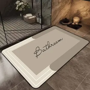 [Soft  Bathroom Mat]  Minimalist Beige Bathroom Rug, Non-Slip Water Absorbent Bath Mat, Washable Soft Shower Floor Mat for Bathroom Decor, Bathtub & Vanityy room mat living space