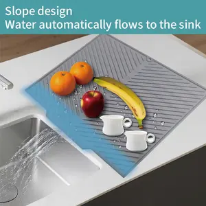 1pc large heat resistant silicone draining mat suitable for dishwasher