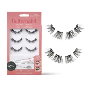 Ready. Set. Flutter Sweetheart Kit - FlutterHabit 3 Pair At Home Eyelash Extensions. Under-lash application