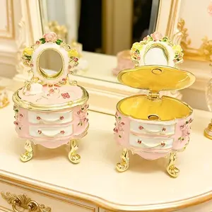 Alloy Makeup Table Jewelry Box, Storage & Decoration, Atmosphere Creation, Perfect for Christmas, Valentine's Day, General Holiday Gift