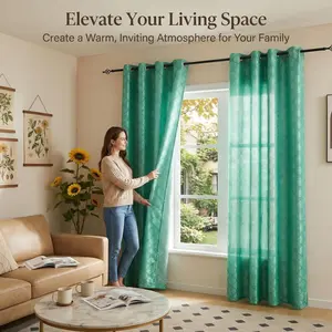 Summer Vibes, 52x90 Inch 2pcs Blocks 80% of light Jacquard Curtains for Living Room Bedroom Linen Curtains, Grommet Luxury Blocks 80% of light Curtains for Windows Apartment DA03