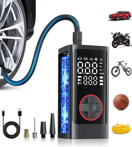 Portable Tire Inflator Air Compressor, with Digital Pressure Gauge Inflater 150PSI, 3X Fast Inflation Auto Shutoff Large Battery Tires Pump for Cars Motors Bikes Balls