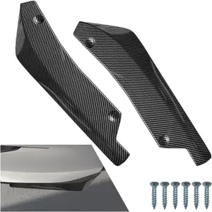 2-Piece Carbon Fiber Texture Car Rear Bumper Diffuser Lip Spoiler, Car Decoration, Universal Body Rear Wing Exterior Accessories, Ideal for Car Modification Enthusiasts, Universal Rear Underbody Decoration for All Car Models