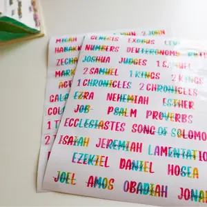 Books of the Bible Header Clear Vinyl Sticker Labels|