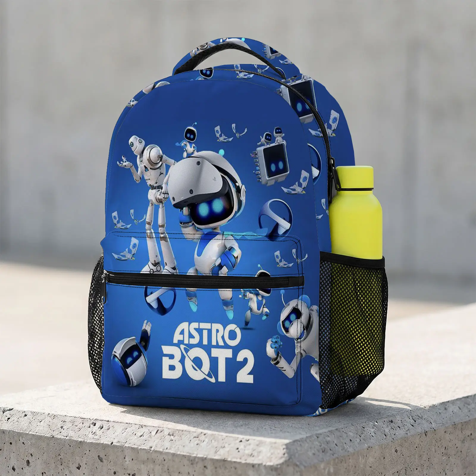 Astro-Bot Cute Cartoon School Backpack for Teen Boys | Aesthetic Print Bookbag for Kids & Students | Large Capacity Casual Daypack