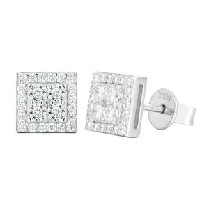【#E503】Square Earrings UCCIYO Synthetic Moissanite Earrings For Women 925 Sterling Silver Stud Earring Men Hip Hop Jewelry Couple Gift summervibes