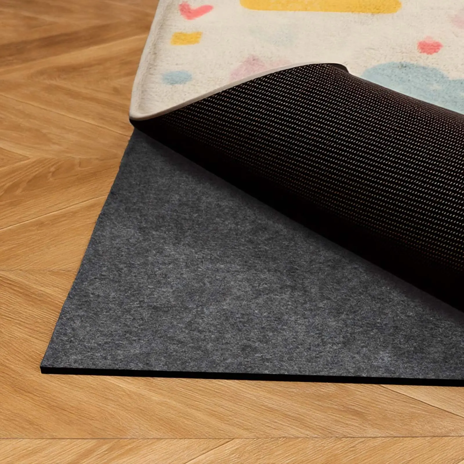 【Fathers Day Gift】VEVOR Non-Slip Rug Pad, 8x5 ft 0.22 in Dual-Surface Polyester Top Felt Cushion & Rubber Gripper, Waterproof Durable Indoor Carpet Pad for Hardwood Floors & Pet Protection