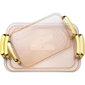 3 Pack Serving Tray with Handles, Stackable  Trays for Serving , Plastic Serving Platters for Party, Charcuterie, Fruit, Appetizer,