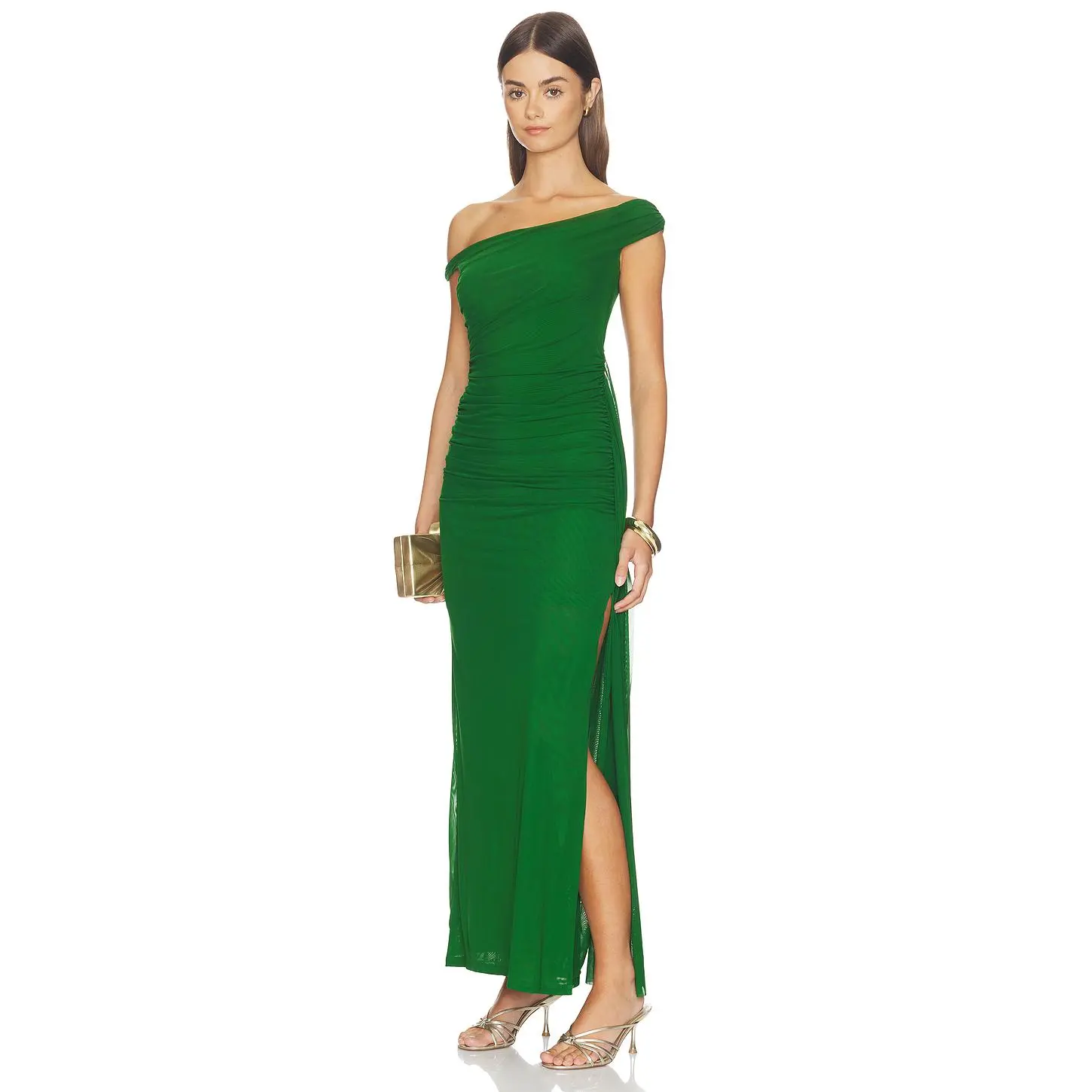 Bardot Layana Asym Maxi Dress in Forest Green