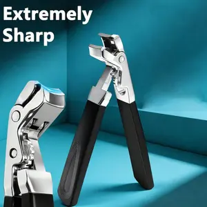 1 ultra sharp ergonomic senior nail clipper - thick nail and fingernail specific toenail clipper, long handled nail clipper with nail collector, men's and women's precision nail trimmer - black Nail Supplies