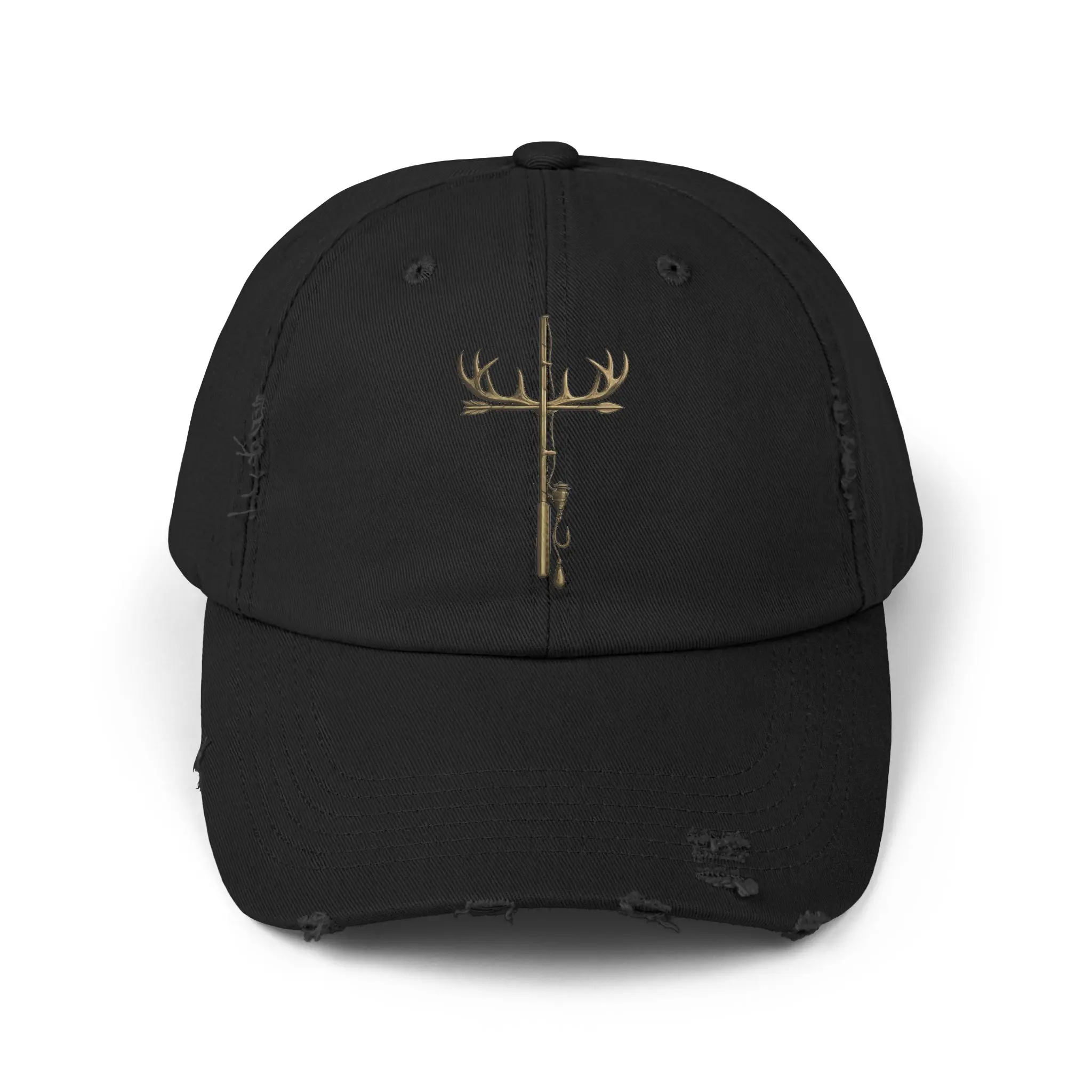 Hunting/Fishing Cross Distressed Cap Fisherman Cap Trucker Cap