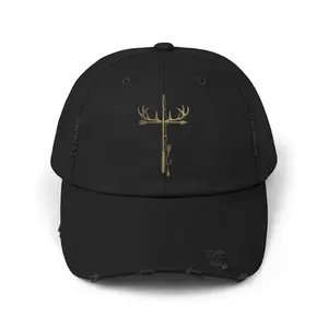 Hunting/Fishing Cross Distressed Cap