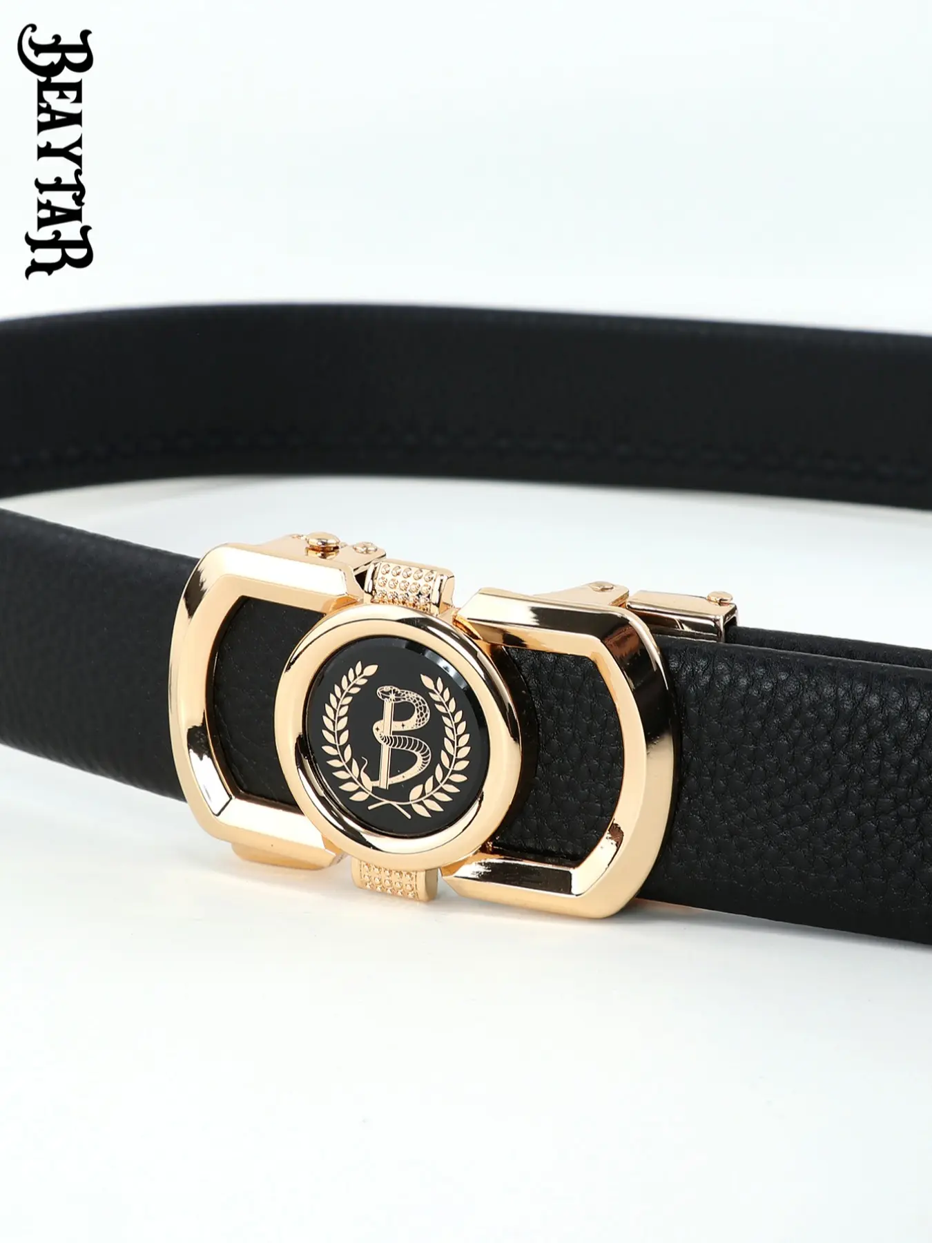 Genuine Leather Belt for Jeans Pants with Vintage Gold Buckle Golden Western Antique Gold Floral Engraved Buckle Genuine  main image 4