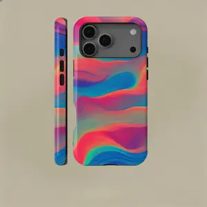 Colorful flowing pattern, durable and shock-absorbing glossy 2-in-1 phone case, suitable for iPhone 17, 16, 15, 14, 13, 12, 11 X, Samsung and other series models, can be given as a holiday gift to friends or home