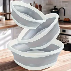 3pcs Foldable Washbasin, Dormitory Home Multi-purpose Basin for Washing Face, Laundry And Vegetables, Very Suitable for Home, Dormitory And Outdoor Camping, Portable And Easy to Store., Shelf Baskets