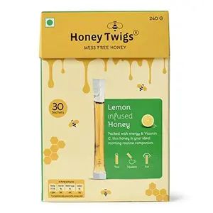 Honey Sticks (By Honey Twigs) - Lemon Infused Honey to support immunity | 30 Count Single Serve Honey Straws - 8.47 oz per pack (8g per stick) | Perfect addition to green tea | 100% Natural & Pure, Mess-free