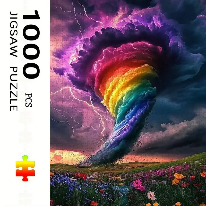 1000 Piece Rainbow Dragon Theme Puzzle, Large Adult Family Interactive Toy, DIY Home Decor Brain Challenge, Holiday Scene, Perfect Gift