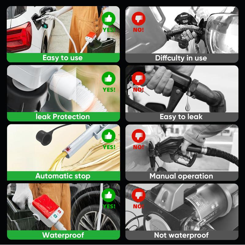 SHEKAR Portable Automatic Car Fuel Transfer Pump Auto-Stop 3.2GPM, USB Charging for Gasoline, Diesel, Kerosene, Light Oils, Non-Potable Water, Apply to Automobiles, Motorcycles, Lawn Mowers, Chainsaws, Agricultural Equipment, Heavy Duty