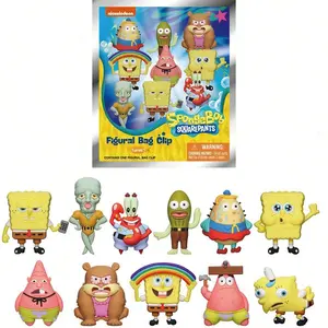 1pc Official SpongeBob 3D Cartoon Keychain Surprise Collectibles Blind Bag Clip Random Character Including Patrick Squidward Funny Gift for Family Friends Birthday Anniversary