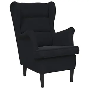 vidaXL Armchair, Accent Sofa Chair, Upholstered Wingback Armchair for Living Room, Side Chair Furniture, Retro Style, Black Velvet 324065