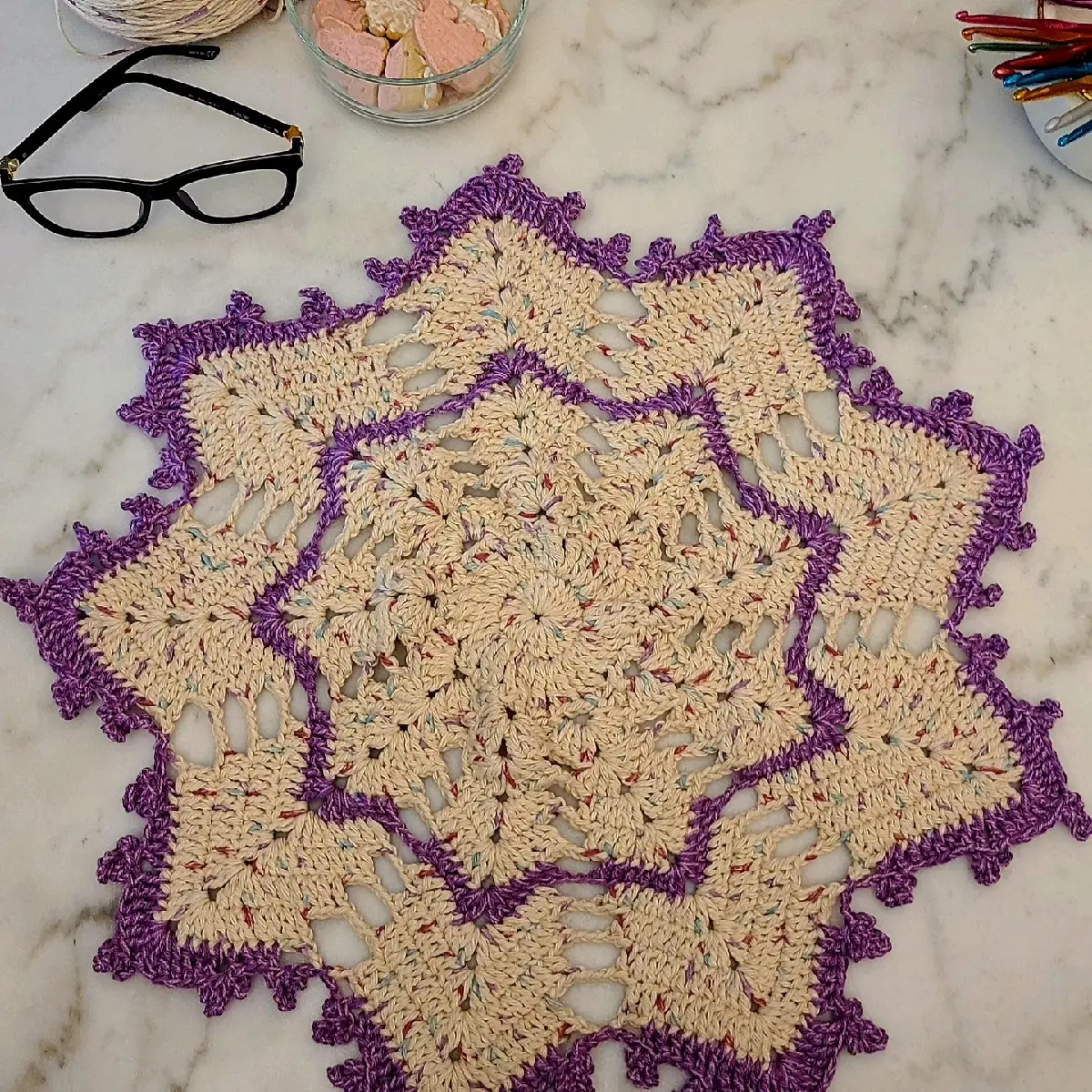 purple creme crochet decorative tablecloth Tablecloths Decoration Decoration Modern
