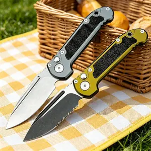MICR Gen III EDC Folding Pocket Knife D2 High Hardness Blade Sturdy Aluminium Handle with Pocket Clip One Hand Operation, Outdoor Fishing Camping Gear for Carry Daily