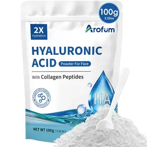 Hyaluronic Acid Powder with Collagen Peptides, Ideal for DIY Hydrating Serum & Skincare, Gluten-Free, No Preservatives, 100g/3.52oz