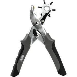 General Tools 73 Revolving Punch Pliers – 6 Hole Sizes for Leather, Rubber & Plastic Crafting