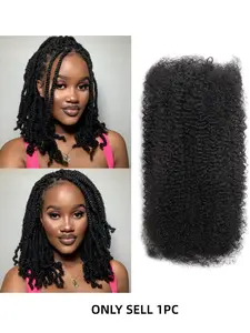10-16 Inches Afro Kinkys Bulk Human Hair, 30g/pack Braiding Hair for Dreadlocks, Loc Repair Twists, Dreadlock Extensions