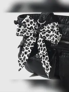 Vintage Punk Style Multicolor Leopard Print Milk Texture Keychain, Fashionable Bow DIY Bag Charm, All-Season Accessory for Bags and Clothes