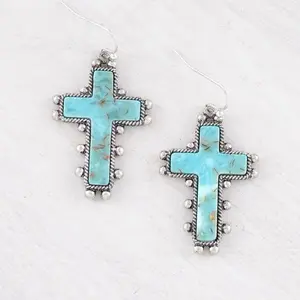 turquoise cross earrings