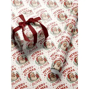 67 Personalized Santa Wrapping Paper Funny Meme Christmas Gift Wrap Roll Custom Name Holiday Wrapping Paper for Gag Gifts or Kids