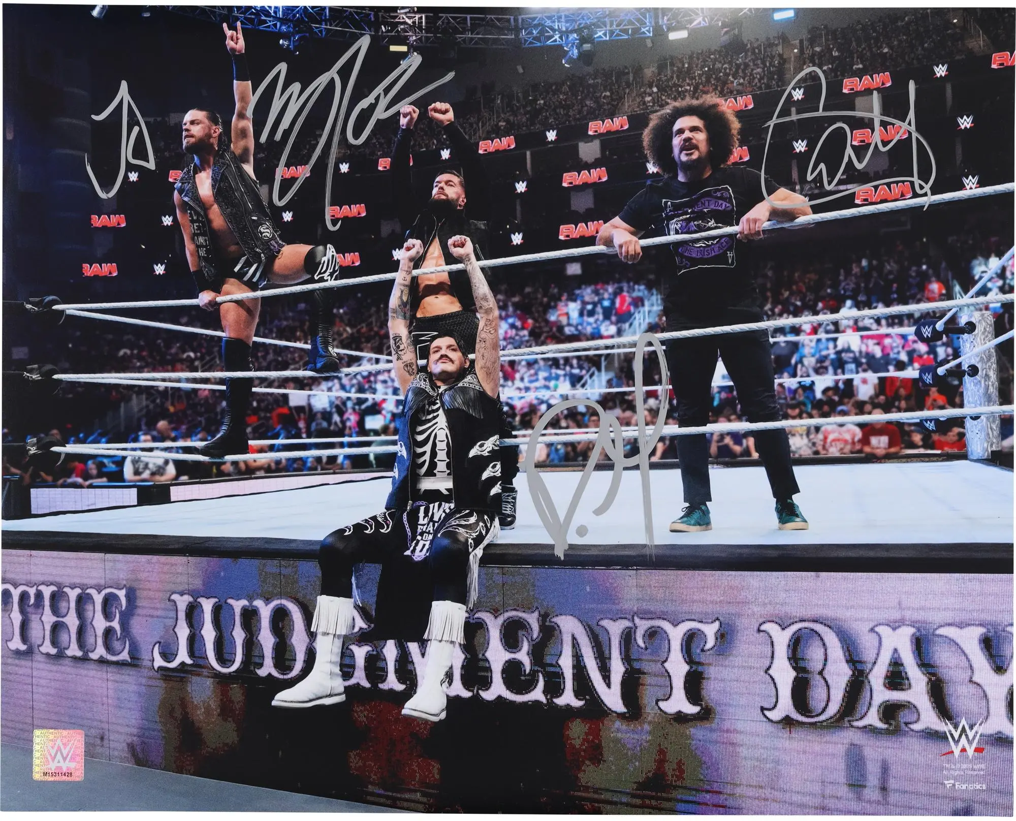 Finn Balor, Carlito, JD McDonagh, & Dominik Mysterio WWE Autographed 16" x 20" The Judgment Day Entrance Photograph - Fanatics Authentic Certified