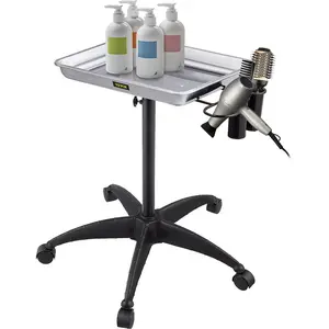 VEVOR Mayo Stand Medical Tray, Height Adjustable Stainless Steel Salon Tray Easy Assemble Tattoo Cart Lab Tray with 2 Cups 1 Metal Ring for SPA Clinic Personal Care Lab Hospital Dentistry, Silver