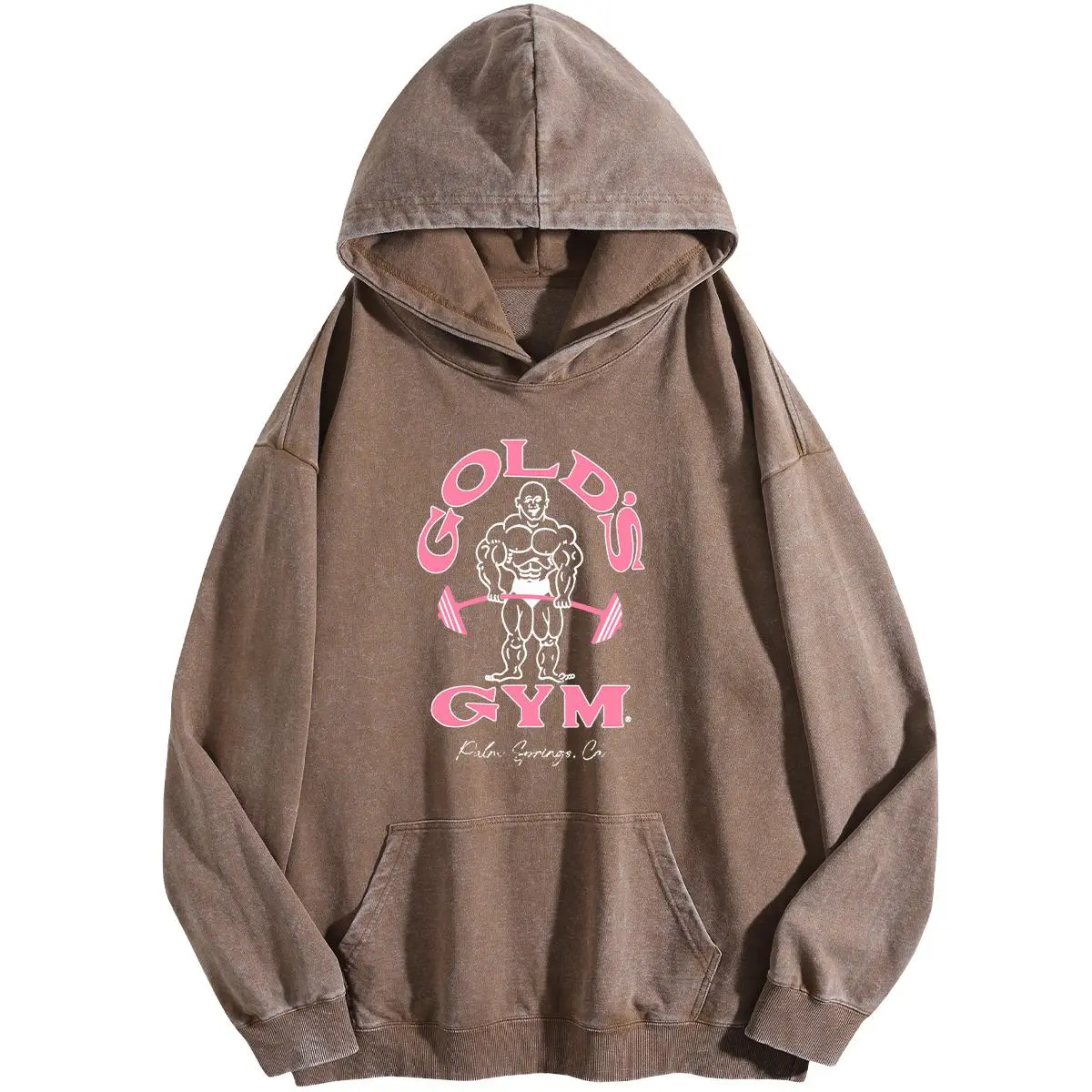 Holafish Women's GYM Print Acid Wash Hoodie Vintage 2025 Sweatshirt Oversized Loose Fit Winter Warm Streetwear Casual Tunic Graphic Crewneck Everyday Ribbed Style Joggers