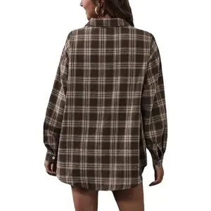 Plaid Flannel Shirts for Women Oversized Long Sleeve Button Down Buffalo Plaid Shirt Blouse Tops Fashion Womenswear 90s graphic tees Spring Casual Fitted Can be used with raincoat