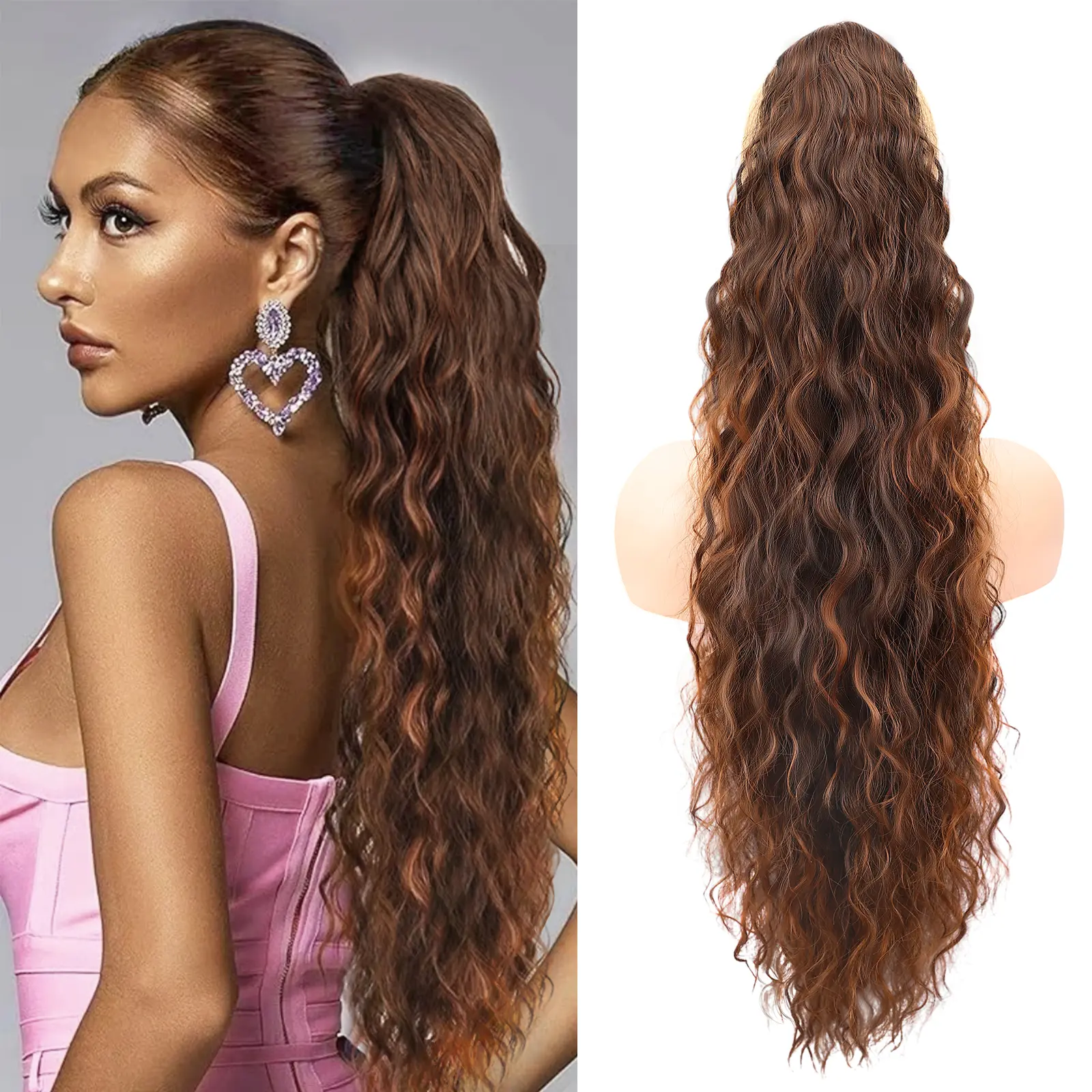 Almand Brown Claw clip Ponytail