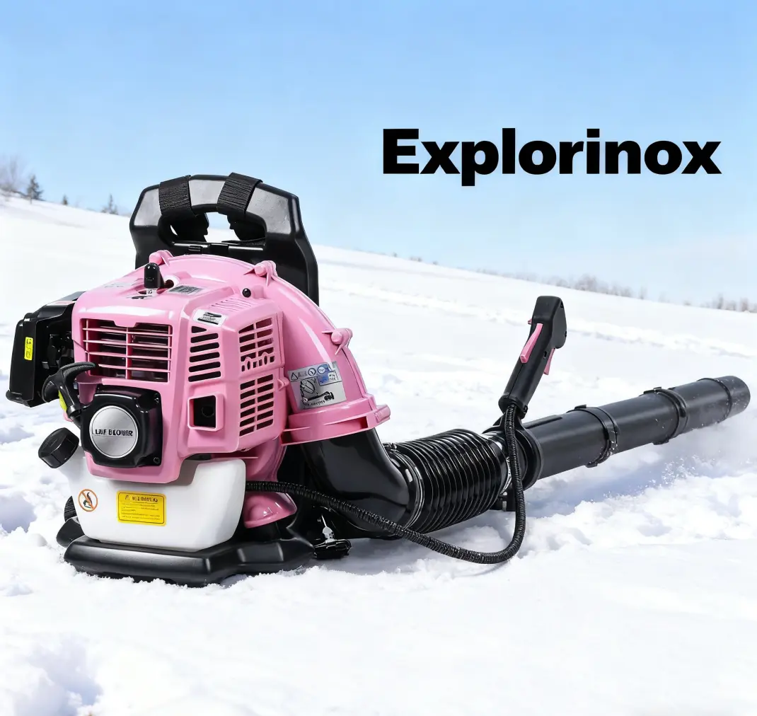 Explorinox Snow blower, 52CC 2-Stroke Backpack Gas Leaf Blower, Gas Blower, Up to 550 CFM, Powerful Clearing, for Lawn Care Yard Dust Debris (Pink)