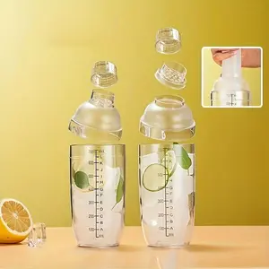 1pcs 1L Thickened Hand-Shaken Shaker Cup  | Manual Lemon Tea Tools Shaker SeHand-Cranked Thickened Shake Cup with Lid - Ideal for Milk Tea and Cocktails, Vibrant Yellow Background, Durable Plastict, Perfect for Home and Restaurant Use