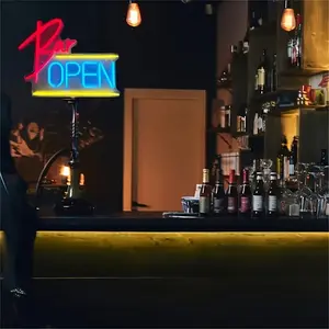 Bar Open Neon Sign with -Controlled - Multicolor LED Open/Closed Sign Suitable for Bar, Cafe, Party, Club, Restaurant - Plastic Neon Light Decoration, Alexa-Compatible Bar Light