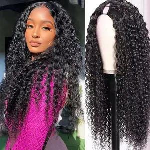 [V Part Wig] Gabrielle Hair V Part Wig Human Hair Deep Wave Glueless Upgrade V Shape Wig No Leave Out Drawstring Human Hair Wigs for Women 180 Density Brazilian Hair Beginner Friendly Deep Curly Wigs