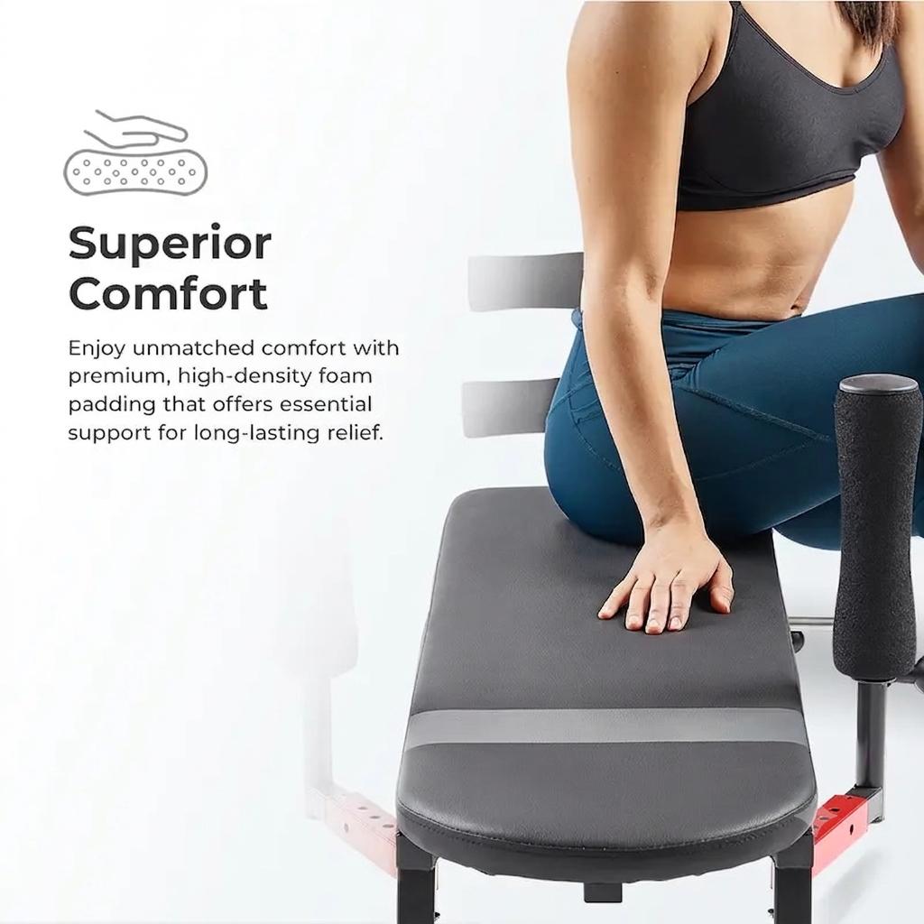 UMAY Adjustable Lumbar Stretching Chair Full Body Multi-Angle Stretch Machine (330 lb weight capacity) — Heavy-duty full-body stretching  equipment featuring multi-angle adjustment and a cushioned seat, suitable for home fitness and daily stretching.