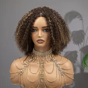 Cliclihair Afro Curly V Part Wig 12Inches No Leave Out Thin Part Human Hair Wigs With Drawstring 0 Skill Needed Glueless Wig Beginner Friendly Cosplay