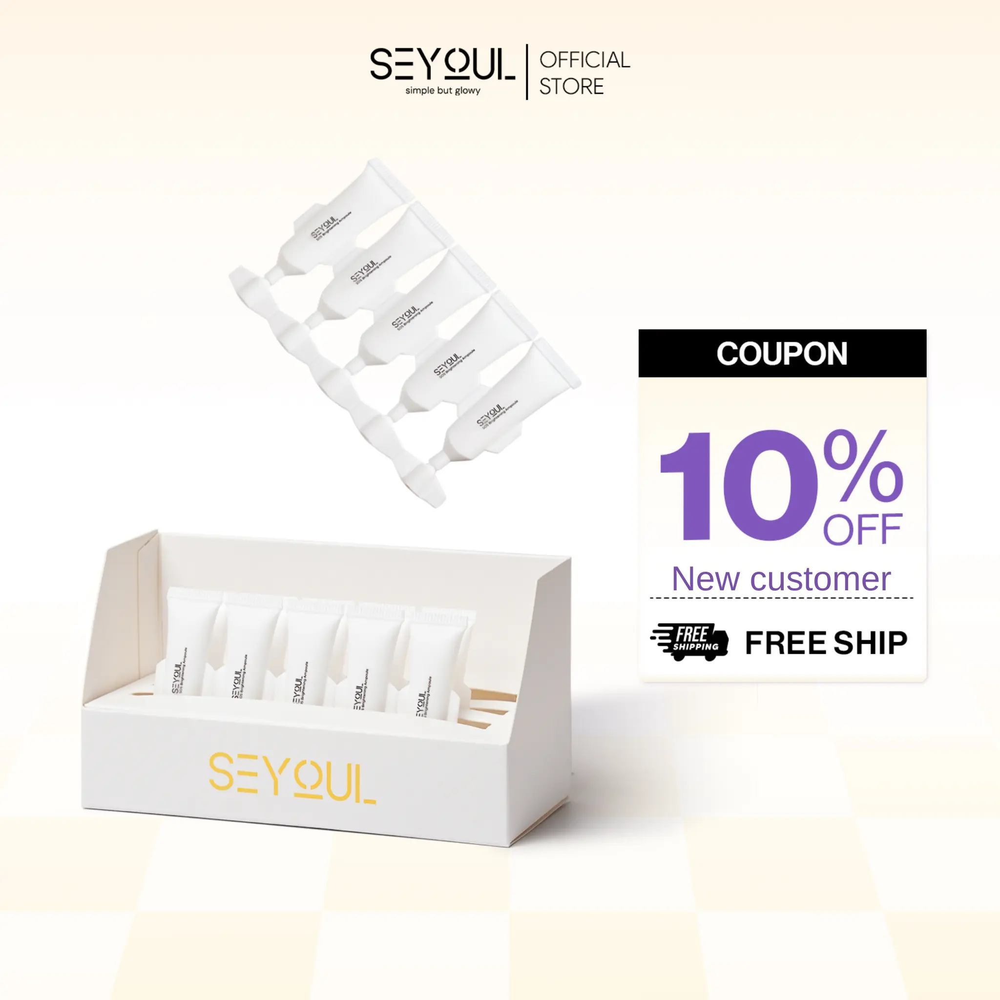 SEYOUL SOS Brightening Ampoule 2ml x15 - Radiance Support & Tone Enhancing Glow Korean Skin Booster for Dull Skin with Niacinamide 10% & Fermented Collagen