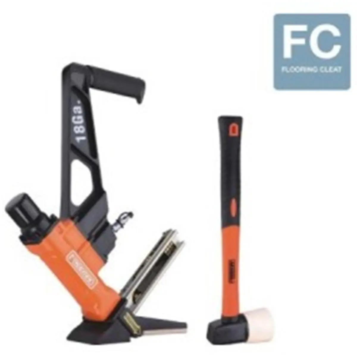 212 MAIN 18g L-Cleat Flooring Nailer Tool with Rubber Mallet, Aluminum Body, Interchangeable Plates - Hardware Power Tool