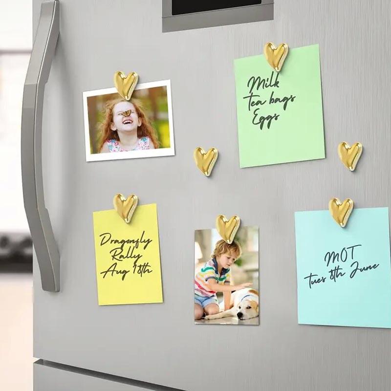 10pcs Refrigerator Golden Heart Magnets, Cute Love Decoration Magnet Set for Home Kitchen and Office Whiteboard, Valentine's Day Gift for Friends and Loved Ones, Refrigerator Kitchen Magnet