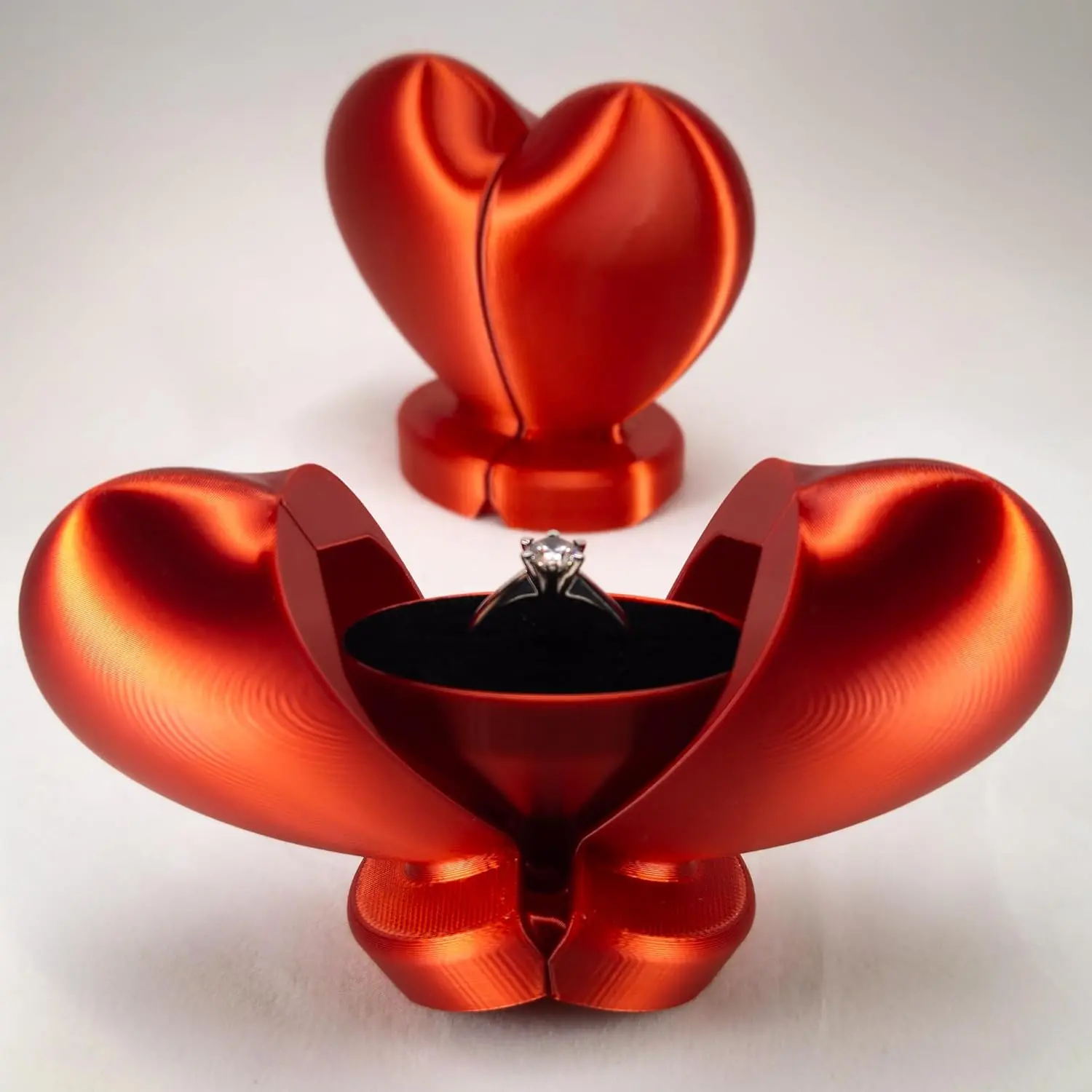 Heart Shaped Ring  Box Romantic  Design Ring Holder  Case For Gifts, Wedding, Engagement, Proposal, Birthday and Anniversary (Red)