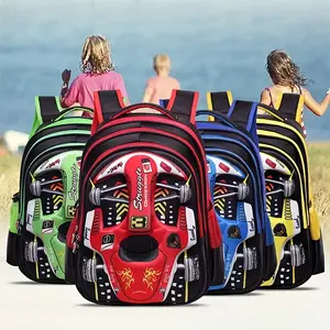 Creative backpack, cool car-themed backpack, boys' double-shoulder backpack, spine-protecting and weight-reducing school