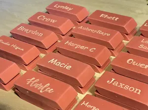 2 Pack Personalized Engraved Pink Erasers for Back to School Elementary Kindergarten Student or Teacher Gift | Laser Engraved Neon Erasers