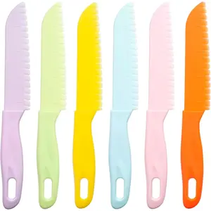 6 Pieces Plastic Fruit Knife: Food-Grade, Kid Kitchen Knife Set Safe | Children's Safe Cooking Knives Perfect for Fruits, Cake, Vegetables & Daily Kitchen Use
